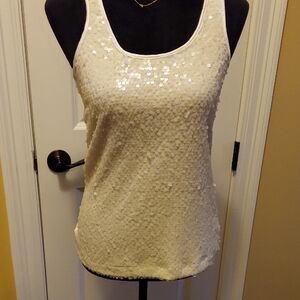 Express Cream Sequin Tank Top